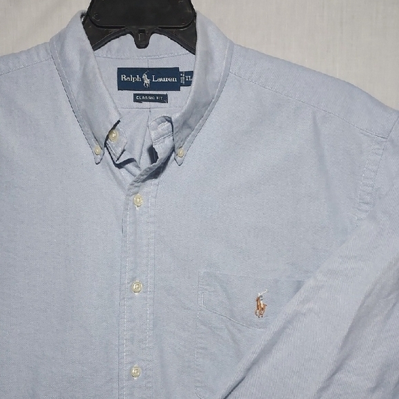 Polo Ralph Lauren 100% Cotton Pocket‎ Flesh Pony Mens Long Sleeve Shirt Size XL - Picture 1 of 7